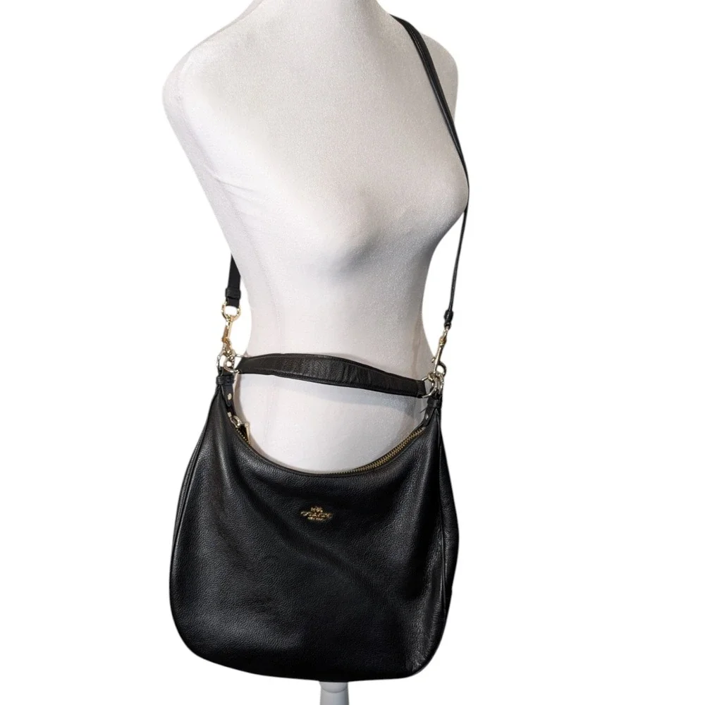 Coach Lexy Black Pebbled Leather Shoulder Bag Crossbody F38259 Gold Hardware